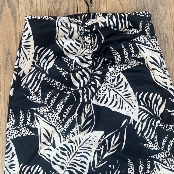 Future Collective with Alani Noelle Botanical Tie Front Black Tan Midi Skirt L - Picture 4 of 11